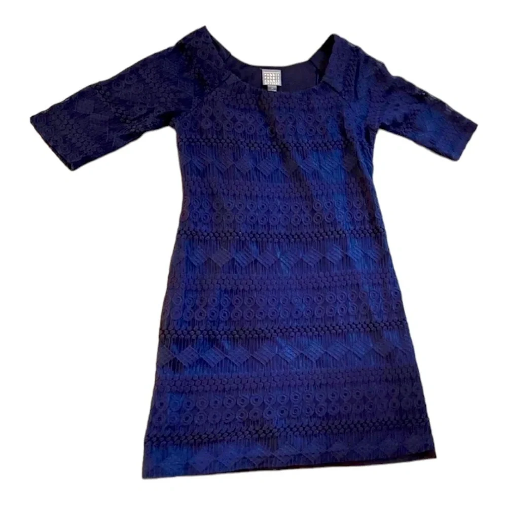 Rabbit Rabbit Rabbit Navy Lace Midi Shift Dress Medium - Picture 2 of 4